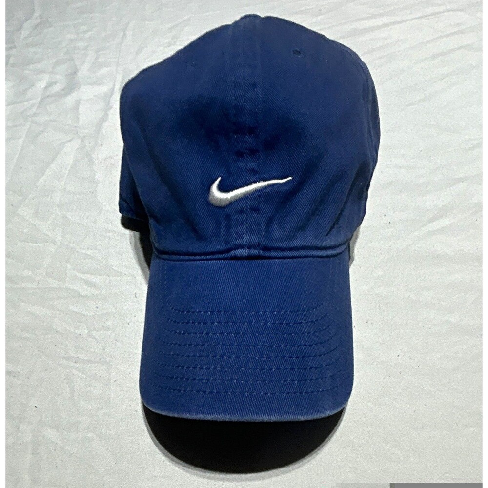 Nike Swoosh Logo Baseball Cap Royal Blue Adjustable Strapback Hat One Size OSFA